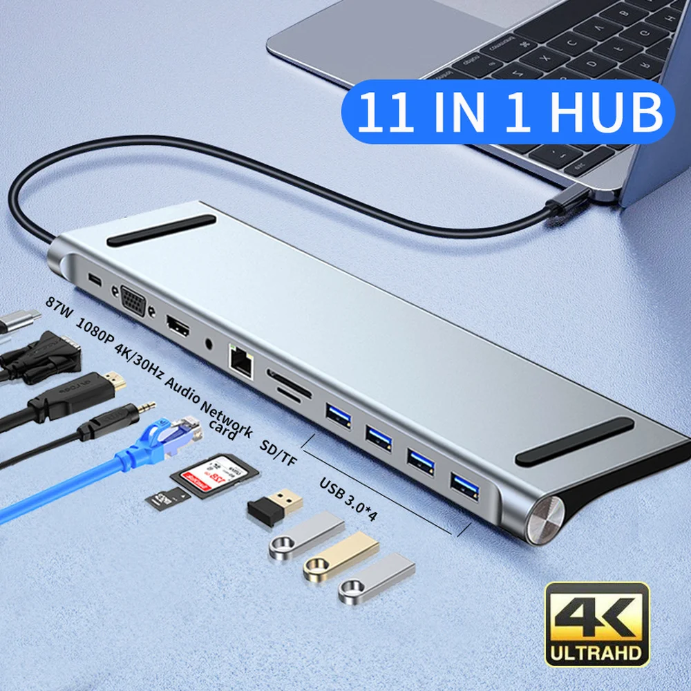 

Type C Hub USB C To HDMI-Compatible 4k Multiport Usb3.0 Splitter Adapter VGA RJ45 SDTF Card Reader Hub for MacBook IPad Pro 2020