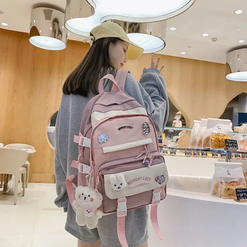 

Qyahlybz teenager girls schoolbag female high school students waterproof large capacity multi-layer shoulder bag
