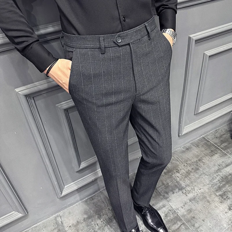 Новый весенне-осенний мужской полосатый прямой тонкий повседневный деловой