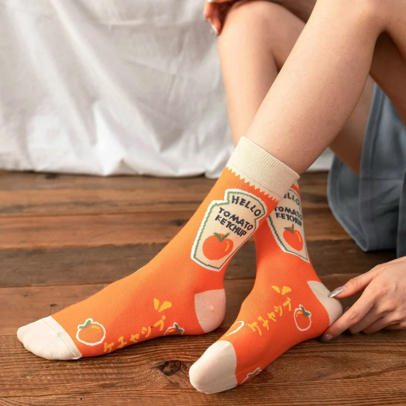 LLS Socks Women's New College Style Fashion Creative Breathable Letters Personality Trend Cotton Socks Mid-tube Socks For Women