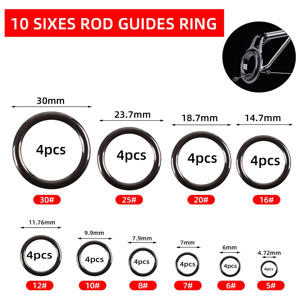 

40Pcs 40Pcs Fishing Rod Rep40Pcs Fishing Rod Repair Kit Ring Wear Resistant Ceramic Guide Ringacement Kit Fishing Rod Guides Rin