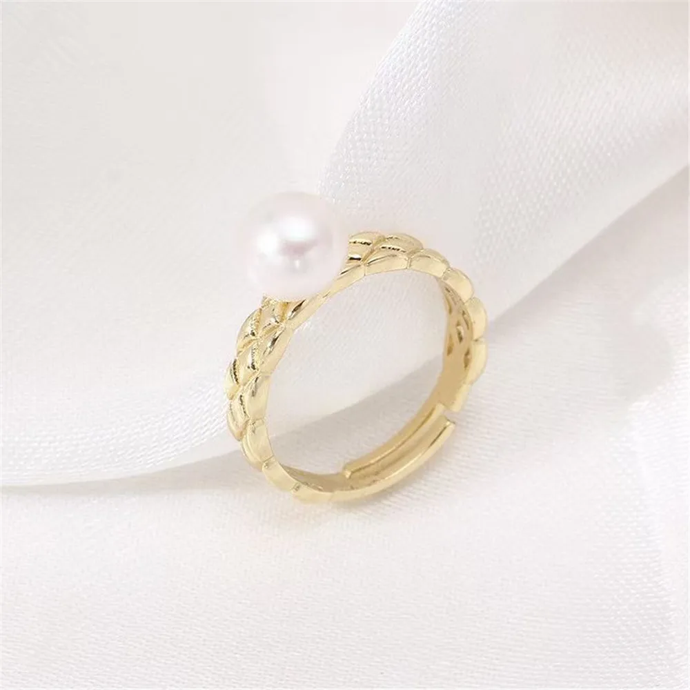 

Fashion Diamond shaped checked pearl ring Jewelry Natural Freshwater Pearl Plated Gold Jewelry Rings For Women Wedding Gift