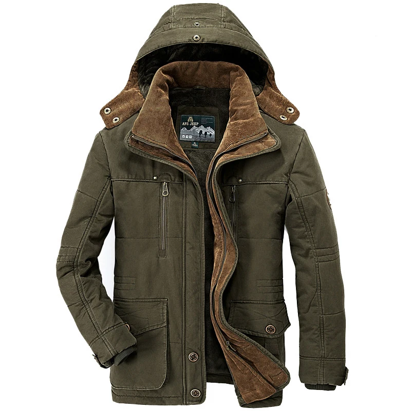 Winter Jacket Men 6XL 7XL Cotton Thick Warm Parka Male Hooded Casual Fleece Liner Multi-Pocket Parkas mens jacket coat winter