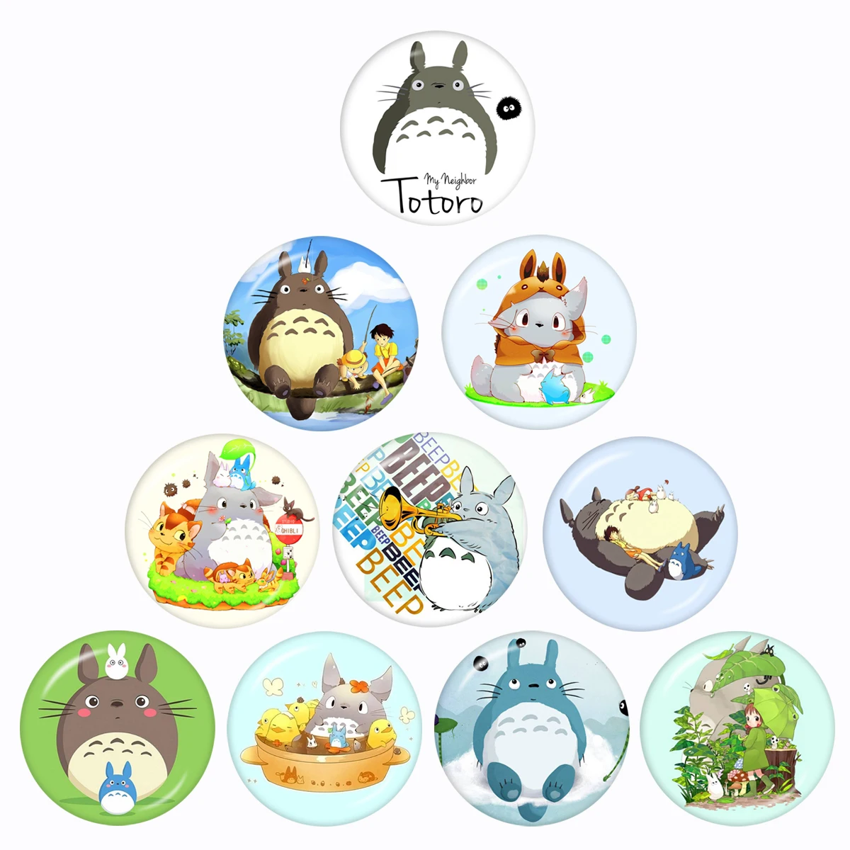 

Anime My Neighbor Totoro Cartoon Animal 10pcs 12mm/16mm/18mm/20mm/25mm/30mm Round Photo Glass Cabochon Demo Flat Back Making