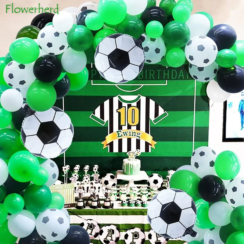 

Soccer Balloons Arch Garland Kit Party Supplies Black Green White Balloons for Football Soccer Theme Kids Birthday Decorations