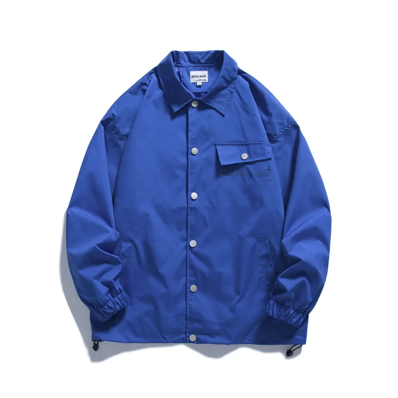 

Новинка Весна 2022, мужская синяя рубашка Klein с вышивкой и надписью, куртка