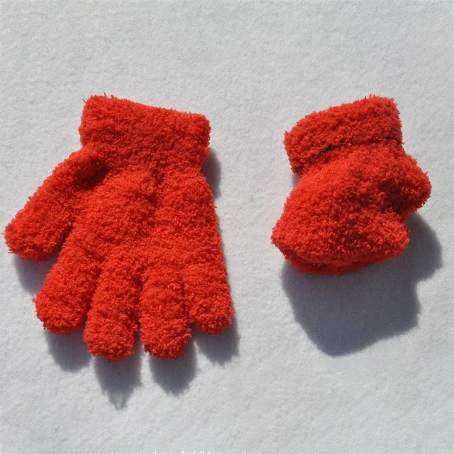 New 1-4Y Kids Gloves Winter Baby Plush Coral Gloves Toddler Full Fingers Cute Mittens Warm Windproof Glove For Boys Girls 6