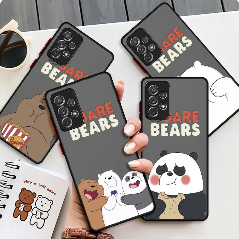 

We Bare Bears Cartoon Ctue Matte Case For Samsung Galaxy A52 A12 A51 A32 A21s A71 A32 5G A12 A22 A53 A70 A50 Hard Phone Shell