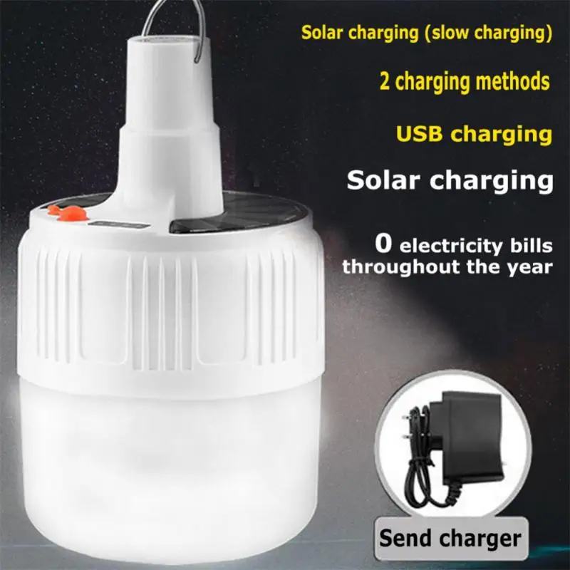 

Solar Led Lantern With Hook Built-in Battery Rechargeable Lamp For Fishing Patio Porch Flashlight Camping Supplies Portable