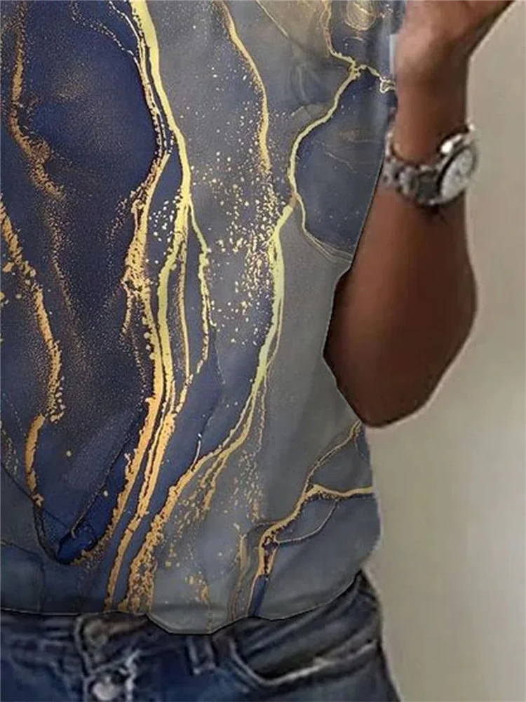 Женская свободная футболка с коротким рукавом Повседневный пуловер круглым