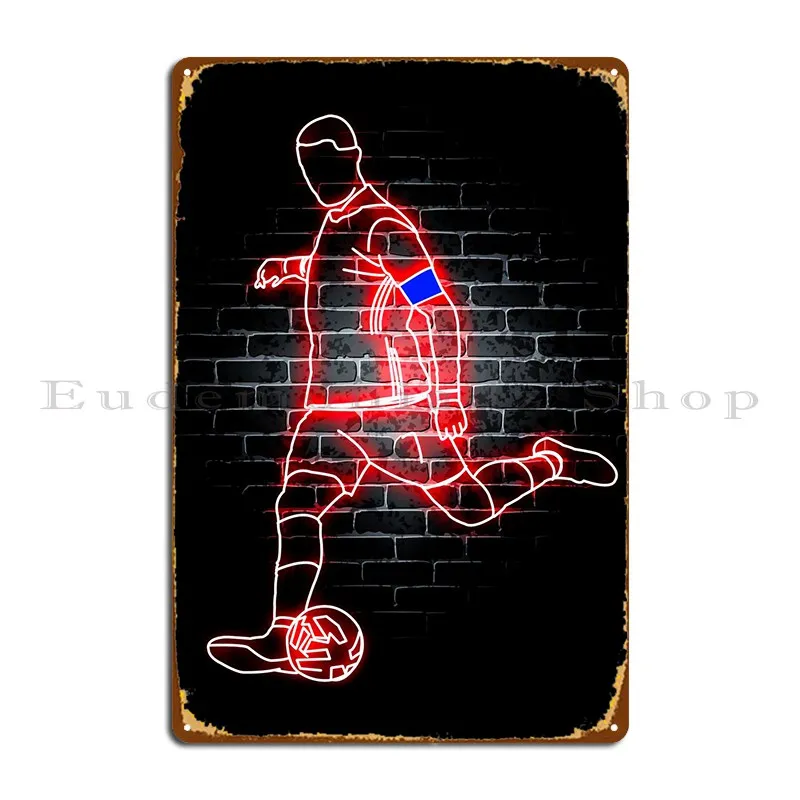 

Неоновый металлический настенный плакат с изображением футбольного мяча на кухне, персонализированный кухонный Забавный жестяной плакат