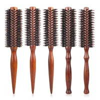 wood handle boar bristles round brush hair roller brush professional hair brush hair round comb salon hairdressing styling tools