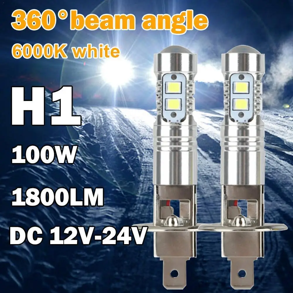 

2 шт., лампы для передних фар H1 6000k 100W