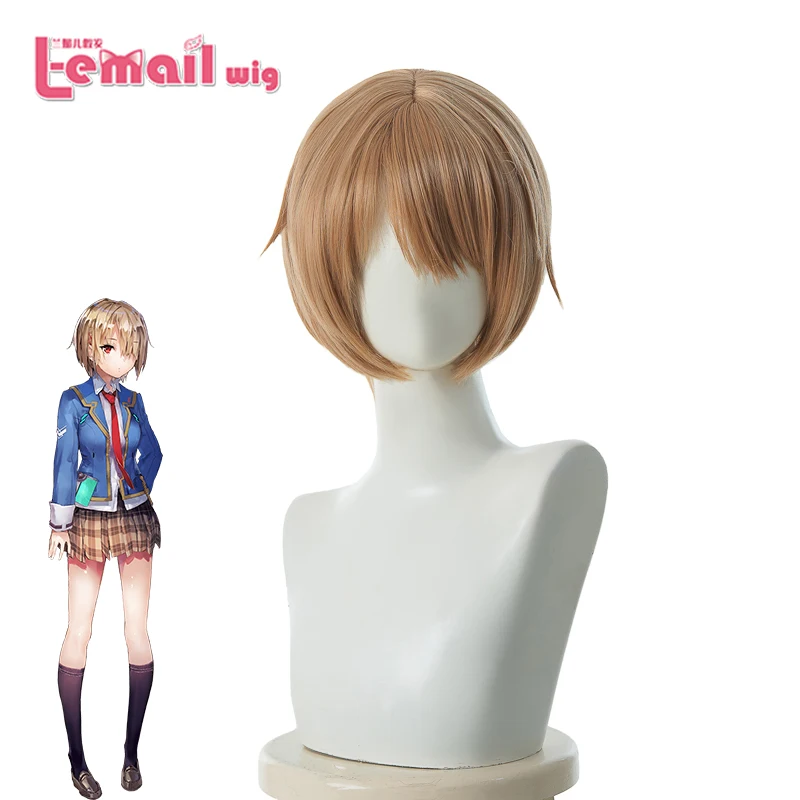 

L-email wig Synthetic Hair Heaven Burns Red Kayamori Ruka Cosplay Wigs 25cm Brown Straight Women Wigs Heat Resistant Cosplay Wig