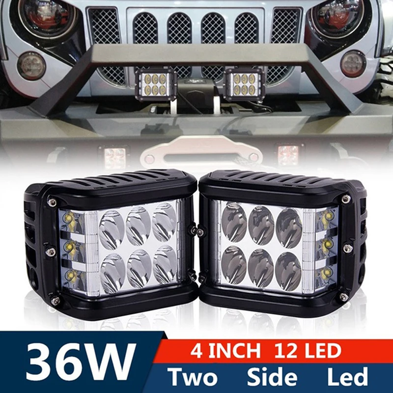 

1set 36W LED Light Work Flood Combo Side Shooter Driving for off Road SUV Tractor ATV 4inch Horizontal Beam Aluminum Housing