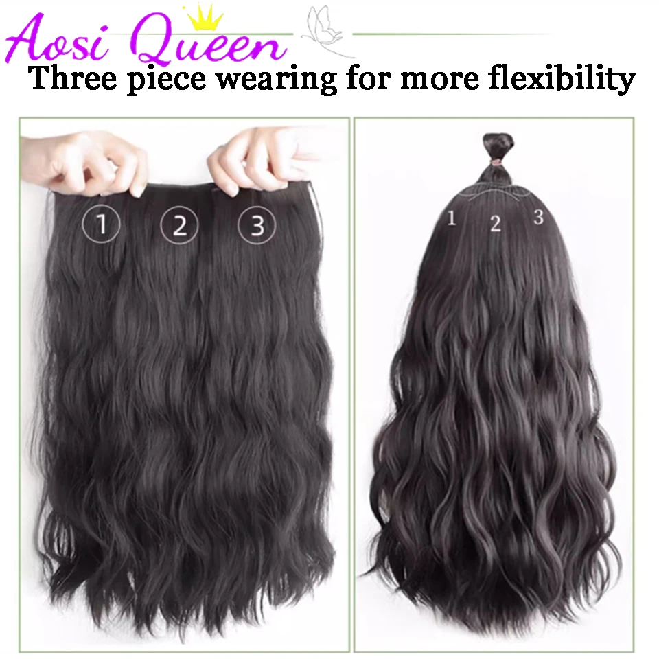 AOSI синтетический женский парик из трех частей пушистые накладные волосы для