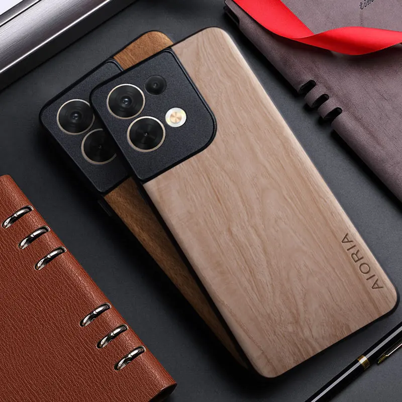 

Luxury Bamboo Wood Pattern PU Leather Back Cover For OPPO Reno 6 7 8 Pro 7Z 8Z 8T 5F Phone Cases Unique Design Funda Coque Capa