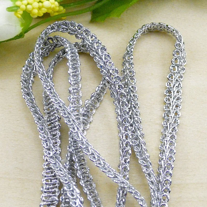 

5m Gold Silver Lace Trim Ribbon Trimming Rope Fabric Ribbon Sewing Centipede Braided Lace Craft DIY Clothes Decoration