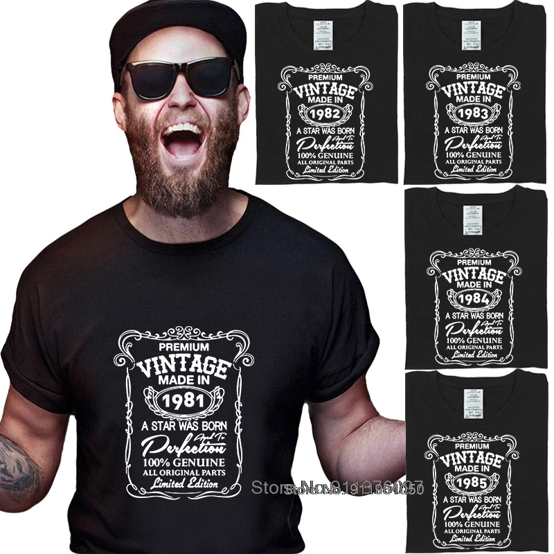 

1981-1985 Funny T-shirt O-Neck Summer 36-40 Year Old Gifts Men's Graphic Tops Tees Cotton Tee-Shirts Men Retro Print Tees