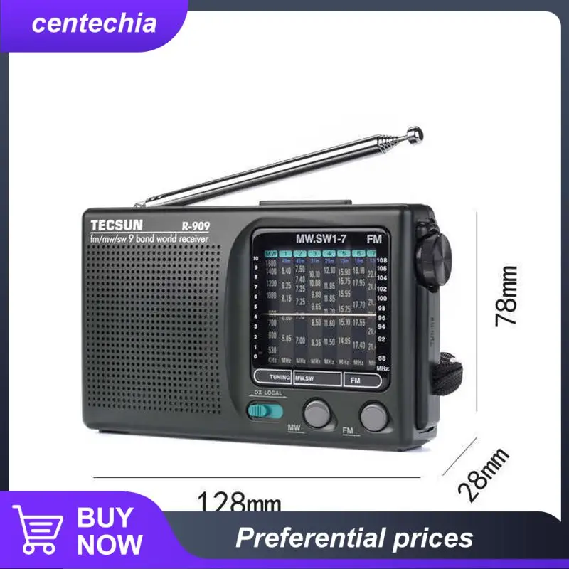 

Tecsun R-909 Portable Black Retro Pocket Radio World Band Receiver Fm Portable Radio Convenient Radio Am/fm/sw Radio 1-7 9 Bands