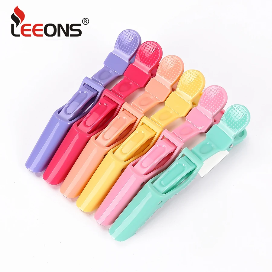 

Leeons Pastel Alligator Hair Clips 6Pcs/Pack Professional Alligator Clips For Salon Hair Styling Clips Plastic Hair Gator Clips