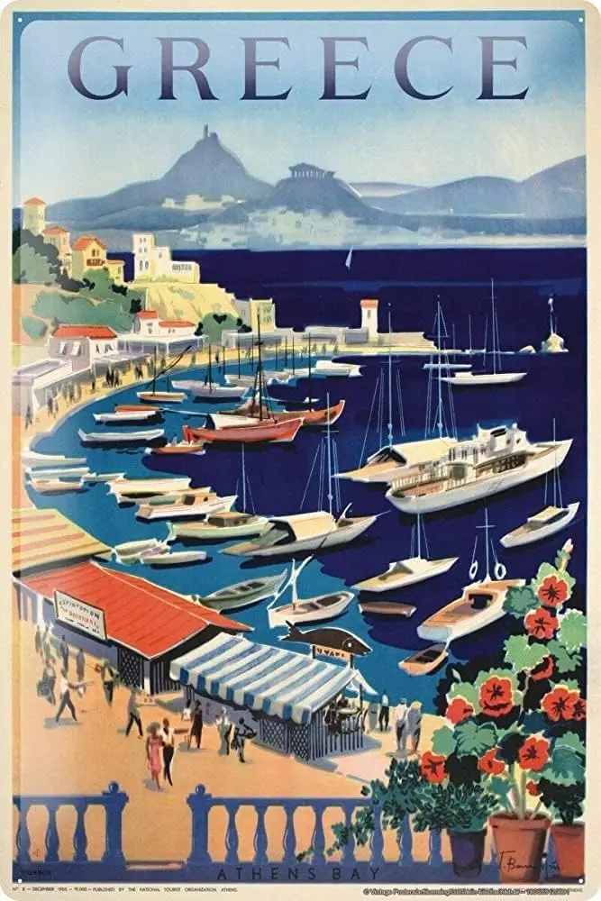 KLSPU Hrbour Греция Plte Theme Metl Tn Sgn 812 nches Ретро Wll Декор Br Dnng Room Lvng Ktchen Grge