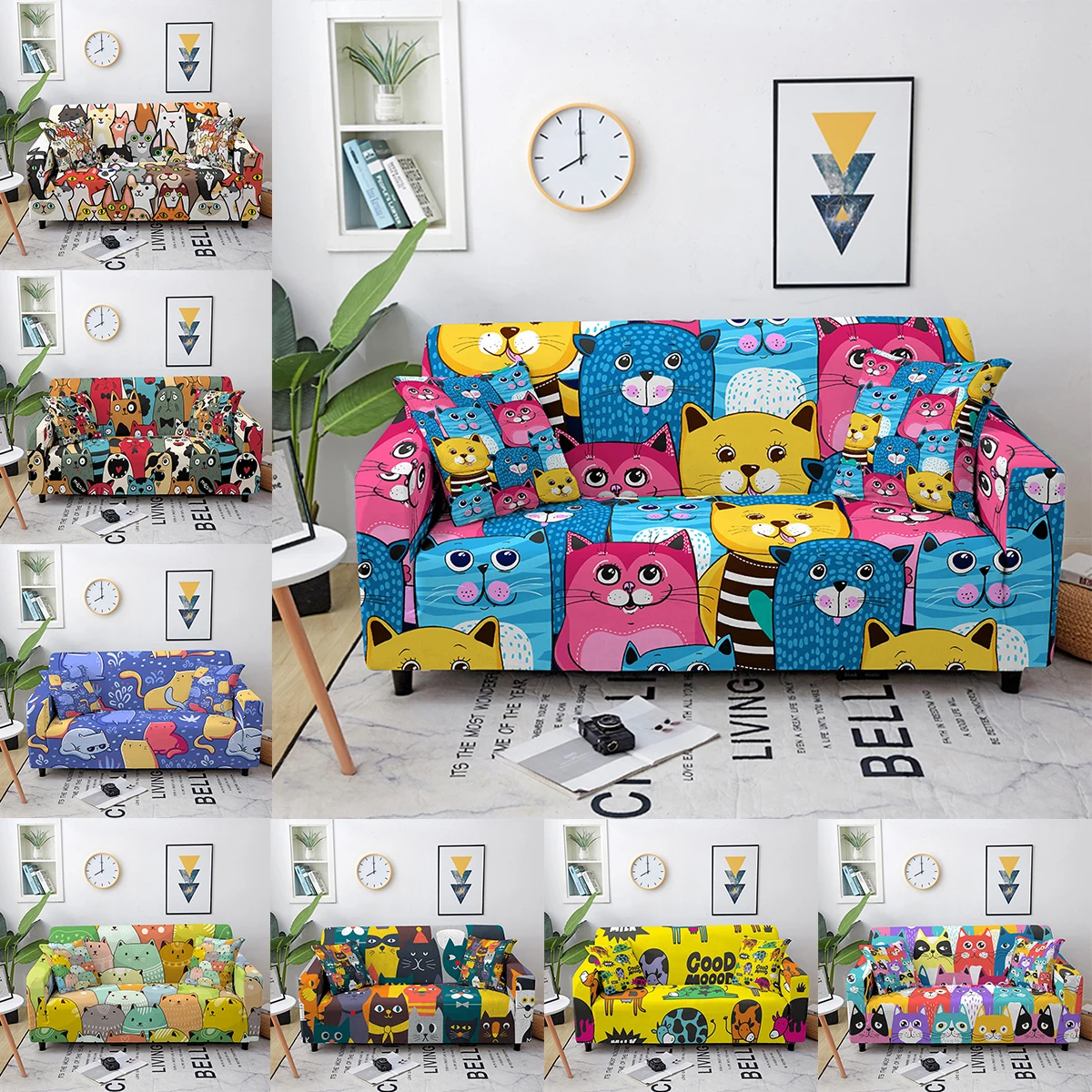 

Чехол для 1/2/3/4-местного дивана с принтом мультяшного кота