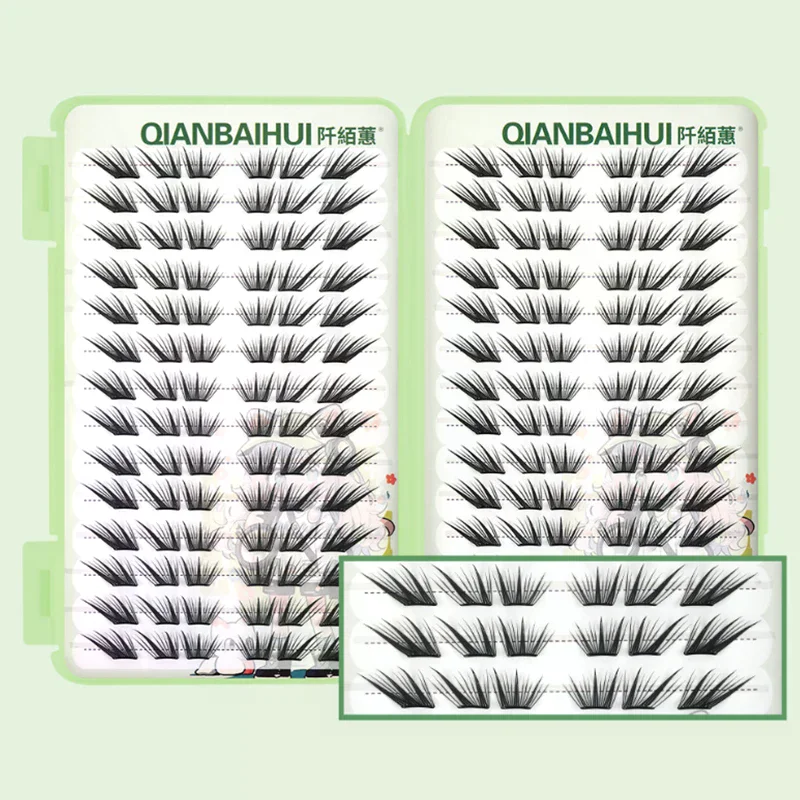 Фото Накладные ресницы 6/28 Rows Eye Manga: объемные, конические, толстые, сегментированные, индивидуальные пучки для увеличения глаз №4