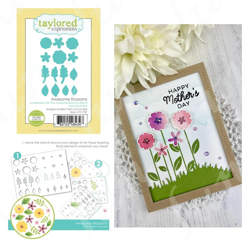 

Blossoms Flowers Metal Cutting Dies and Layering Drawing Stencils Coloring Paper Card Diy Scrapbooking Supplies Emboss Template