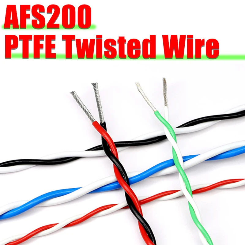 1/2/5Meters AFS200 PTFE Wire Twisted Pair 2pins Cable 26/25/24/22/20/18/17/15/13AWG FEP Tinned Copper Electronic Signal