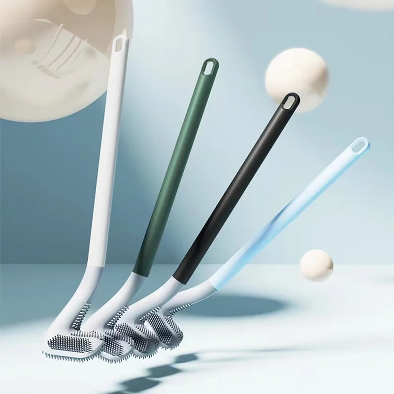 

Silicone TPR Golf Toilet Brush Non-slip Long Handle Toilet Bowl Brush Wall Hanging Toilet Brush Bendable Silicone Bristles