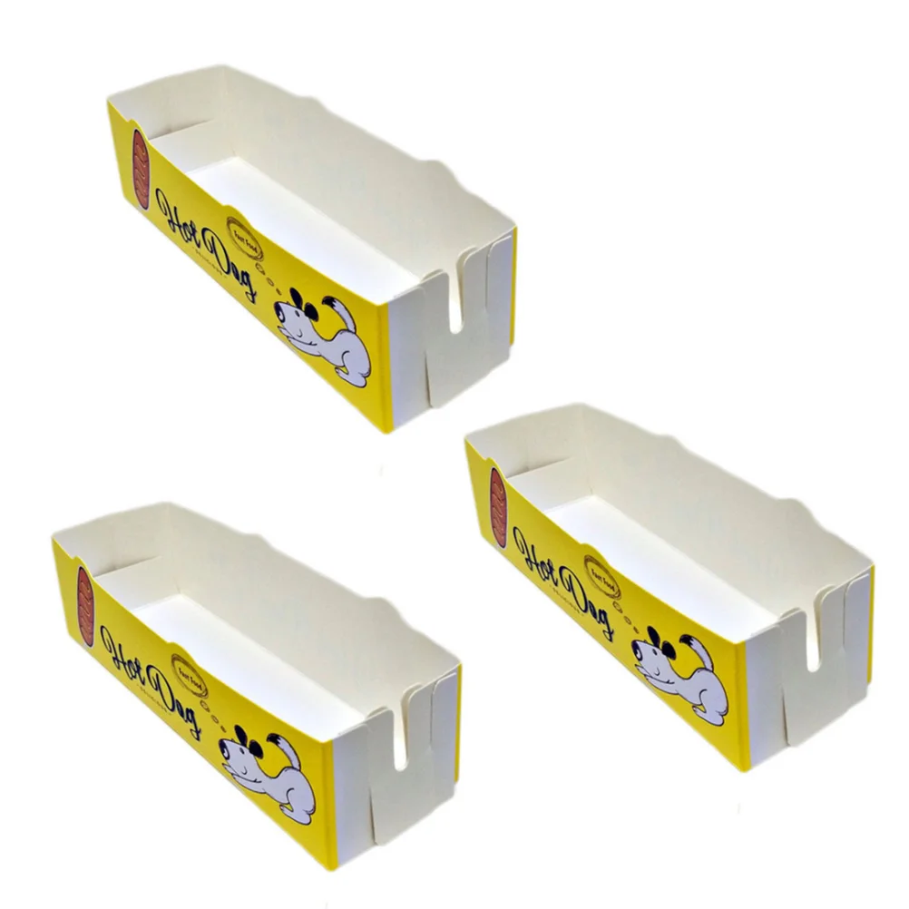 

Hot Dog Paper Trays Tray Serving Box Boats Disposable Snack Holder Containers Chicken Boat Take Cardboard Open Fries Container