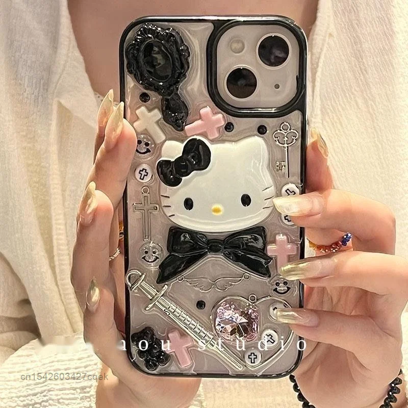Чехол для телефона Sanrio Hello Kitty с милым 3D мультяшным дизайном Iphone 14 13 12 11 чехол Promax