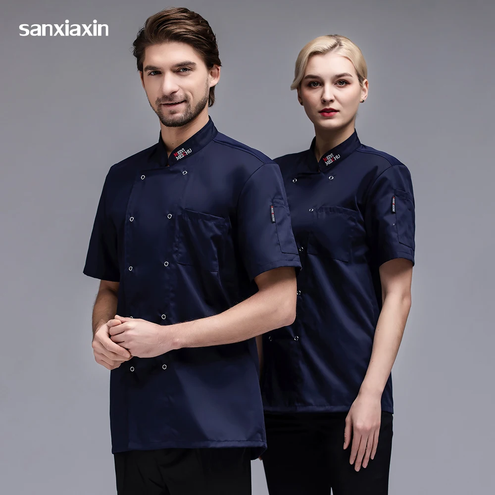 

Chef Jacket Double Breasted Breathable High Quality Restaurant Canteen Hotel Service Overalls Unisex Workwear Can Be Embroidered