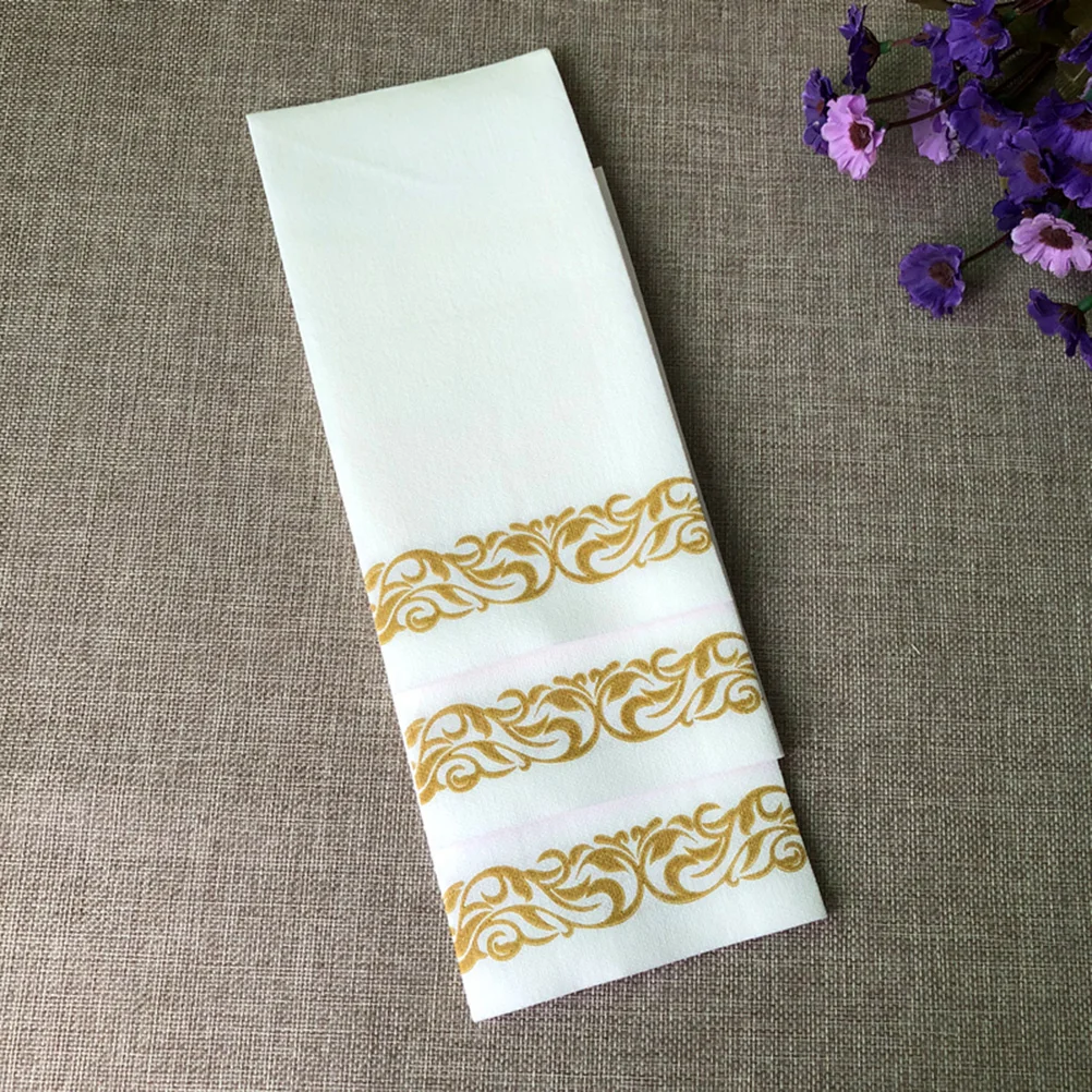 

Napkins Paper Printed Towels Hand Handkerchief Decorative Napkin Printing Tissue Serviette Floral Golden Towel Guest Bathroom