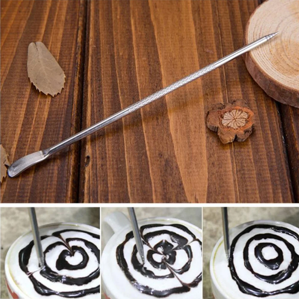 

Stainless Steel Fancy Latte Coffee Hook Flower Carve Stick Pull Flower Needle Barista Cappuccino Espresso Coffee Decor Latte Art