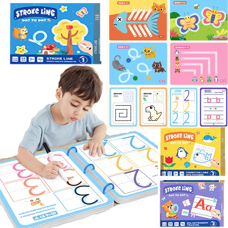 

Magic Practice Copybook for Kid Children Montessori Drawing Toy Pen Control Training Color Shape Math Match Game Educational Toy