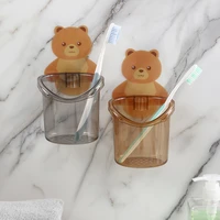 the bear wall mounted toothbrush holder and paste kids things bathroom accessories shelf storage supplies organizer containe