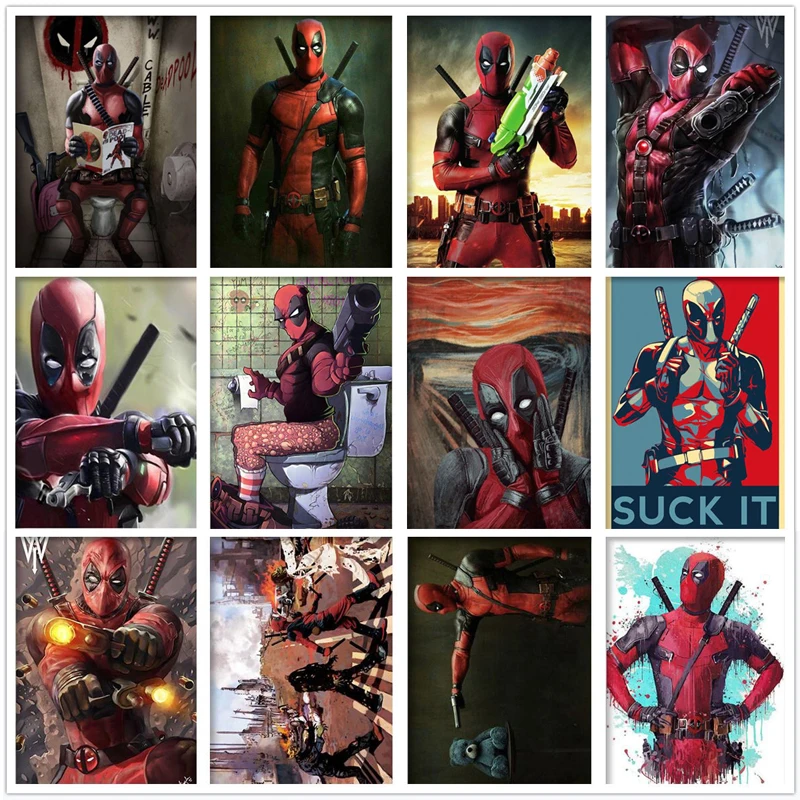 5D DIY Забавный Дэдпул Марвел Аниме Полная алмазная квадратная вышивка Мозаика Живопись Искусство Картина украшение Ринкстоун Подарок на.