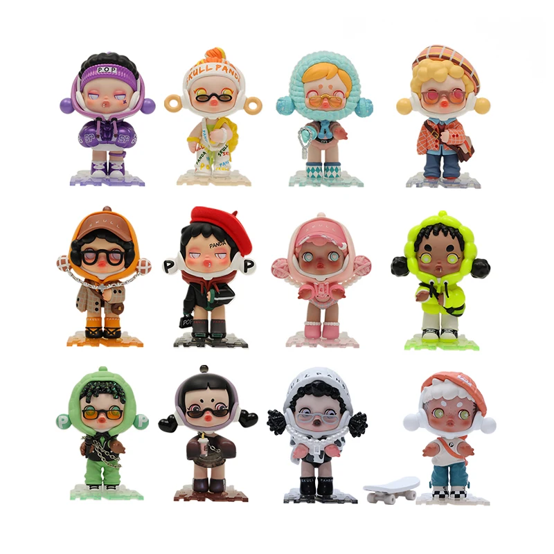 Дешево Милая аниме-фигурка в подарочной коробке-сюрпризе, оригинальная игрушка POPMART SKULLPANDA Bear Meow Craze Series глухая коробка, модель с подтверждением сти...