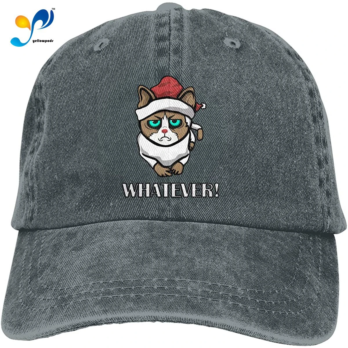 

Holiday Cat Whatever Vintage Washed Twill Baseball Caps Adjustable Hats Funny Humor Irony Graphics Of Adult Gift Deep Heather