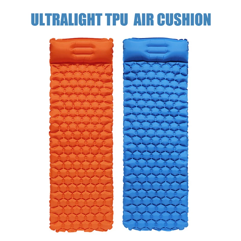 

Outdoor Sleeping Pad Camping Inflatable Mattress with Pillows Folding Travel Mat Ultralight Air Cushion Bed Hiking Trekking