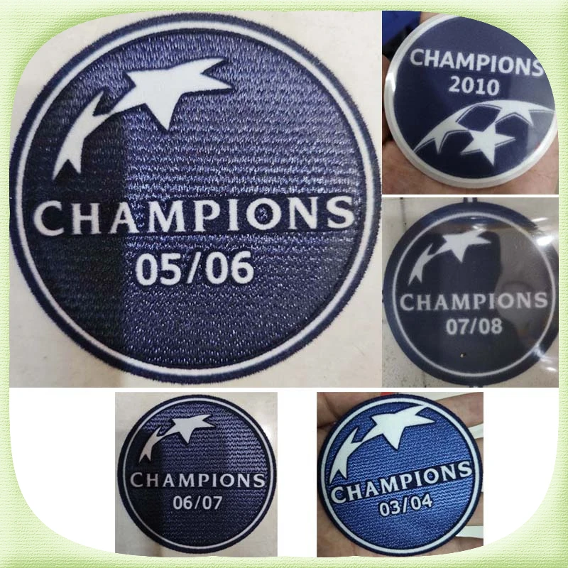 

2010 03-04 04-05 05-06 07-08 Champions Badges Football Patches Flocking Thermal transfer Soccer Patch Wholesale