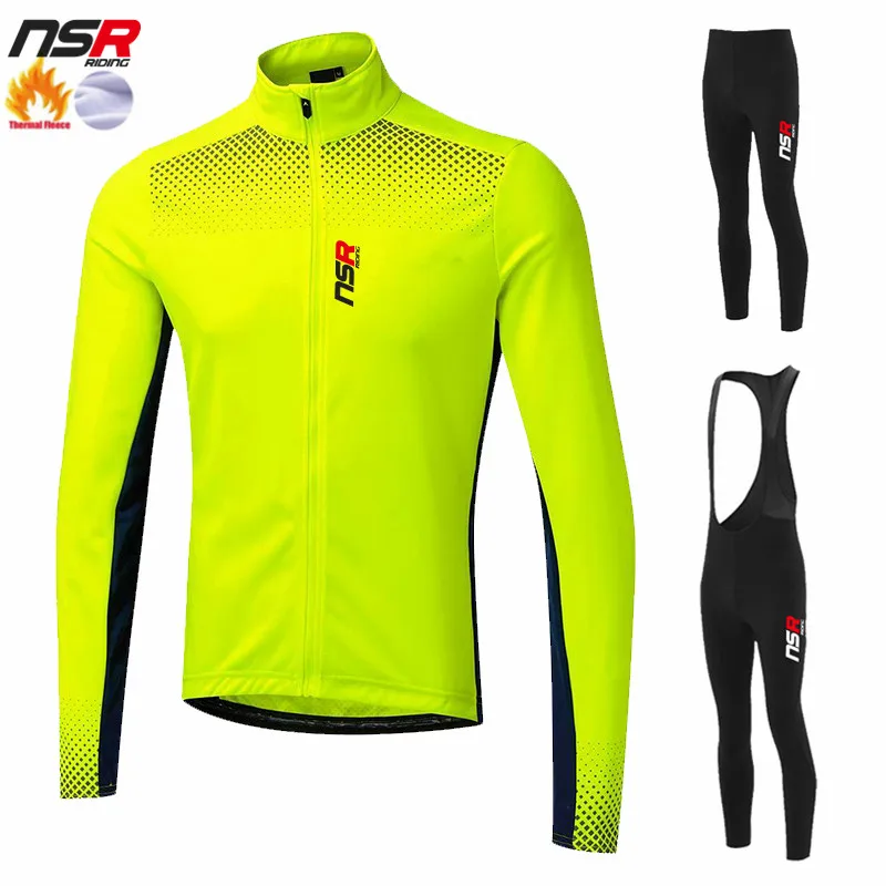 

Зимний теплый флисовый комплект NSR для велоспорта, трикотажная одежда для обычных студий, гоночный велосипедный костюм для велоспорта, одеж...