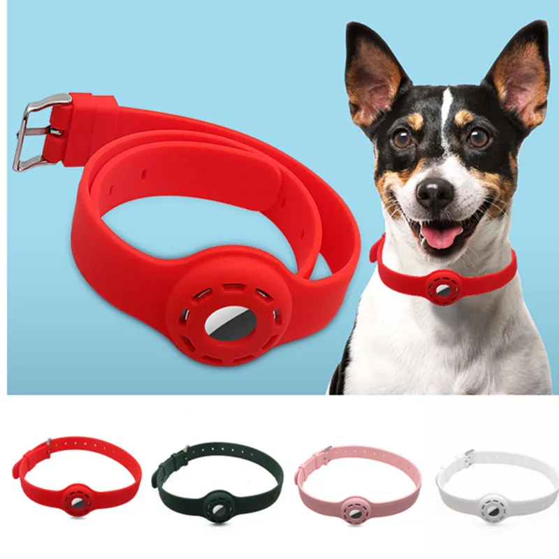 

Rubber Pet Cat Collars Silicone Bracelet Protective Cover Adjustable Anti-Lost Protector for AirTag Dog Collar Tracker