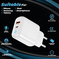 pd 20w fast charging power supplier wall charger usb c 20w power adapter charger eu plug type c port for mobile phone