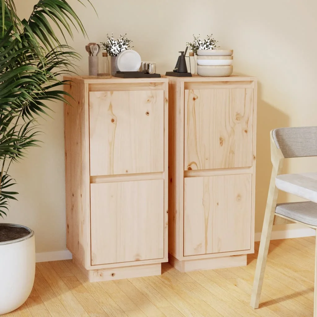 

Sideboards of 2, Solid Pine Wood Console Cabinet, Kitchen Furniture 31.5x34x75 cm