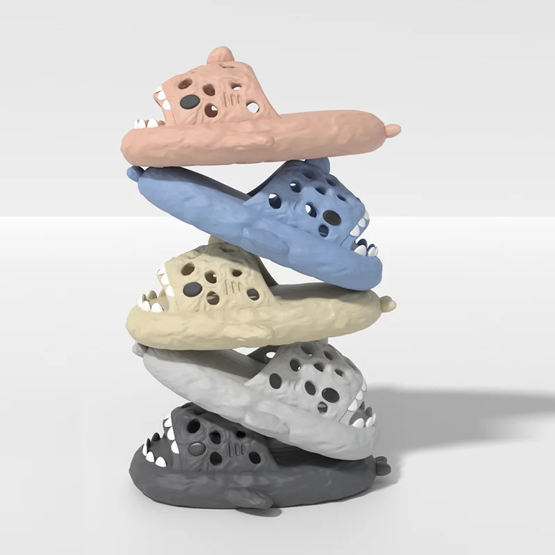 Funy Meteorite Hole Shark Slippers Women's Home Summer Non Slip EVA Indoor Couple Sandals Men's Slipper 4cm Thick Soled Sandals