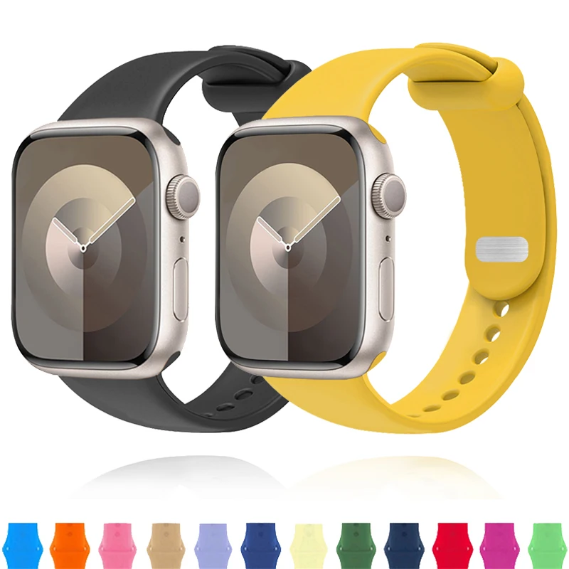 

Silicone Strap For Apple Watch Band 45mm 44mm 40mm 41mm 42mm 38mm 49mm 44 45 mm bracelet iwatch series 9 8 7 se 3 5 6 Ultra band