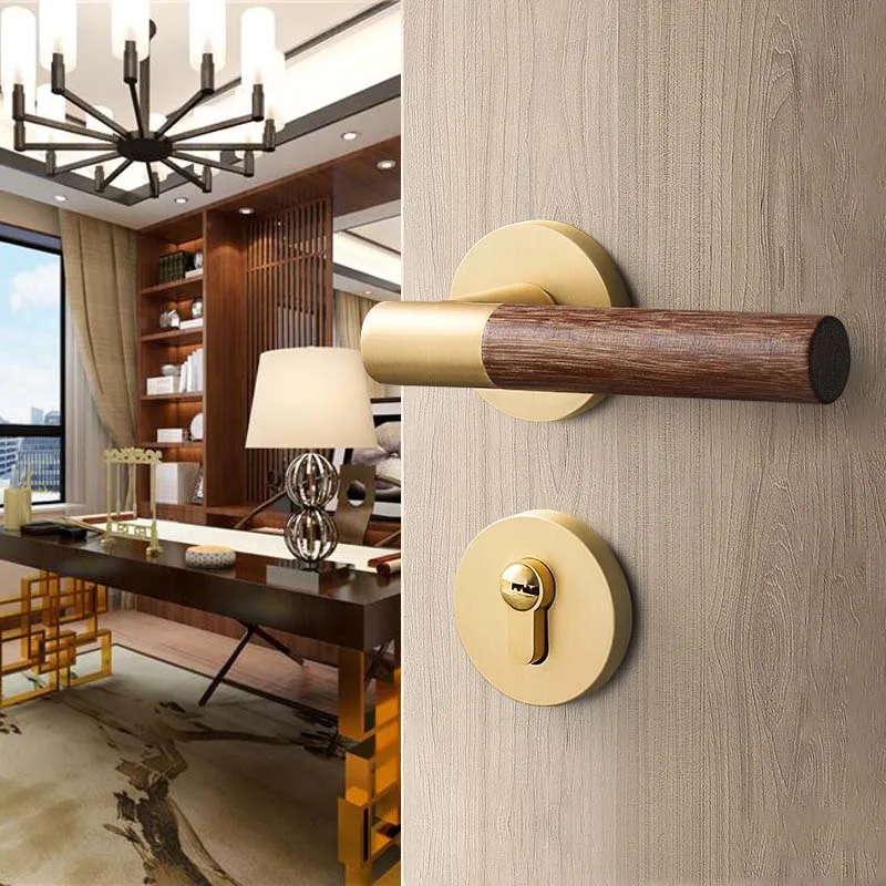 

Simple Door Lock Indoor Bedroom Quiet Magnetic Suction Door Lockset Household Split Door Locks Gold Handle Modern
